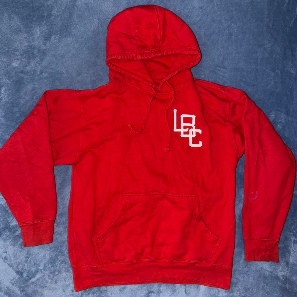 Long Beach supply & co Red hoodie with white logo Size L